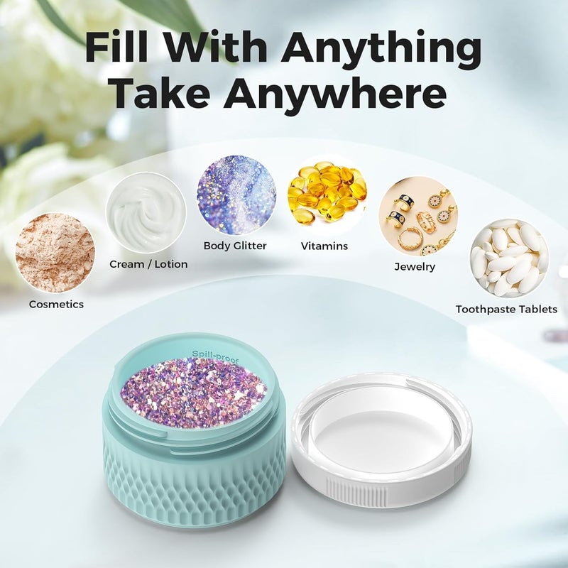 WLEAD BPA Free Silicone Cream Jars - TSA Approved 3oz Travel Size Containers, Leak-proof with Lid for Cosmetic, Face, Hand, Body Glitters - Image 5